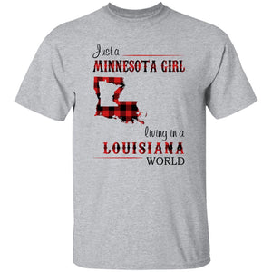 Just A Minnesota Girl Living In A Louisiana World T-shirt - T-shirt Born Live Plaid Red Teezalo