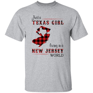 Just A Texas Girl Living In A New Jersey World T-shirt - T-shirt Born Live Plaid Red Teezalo