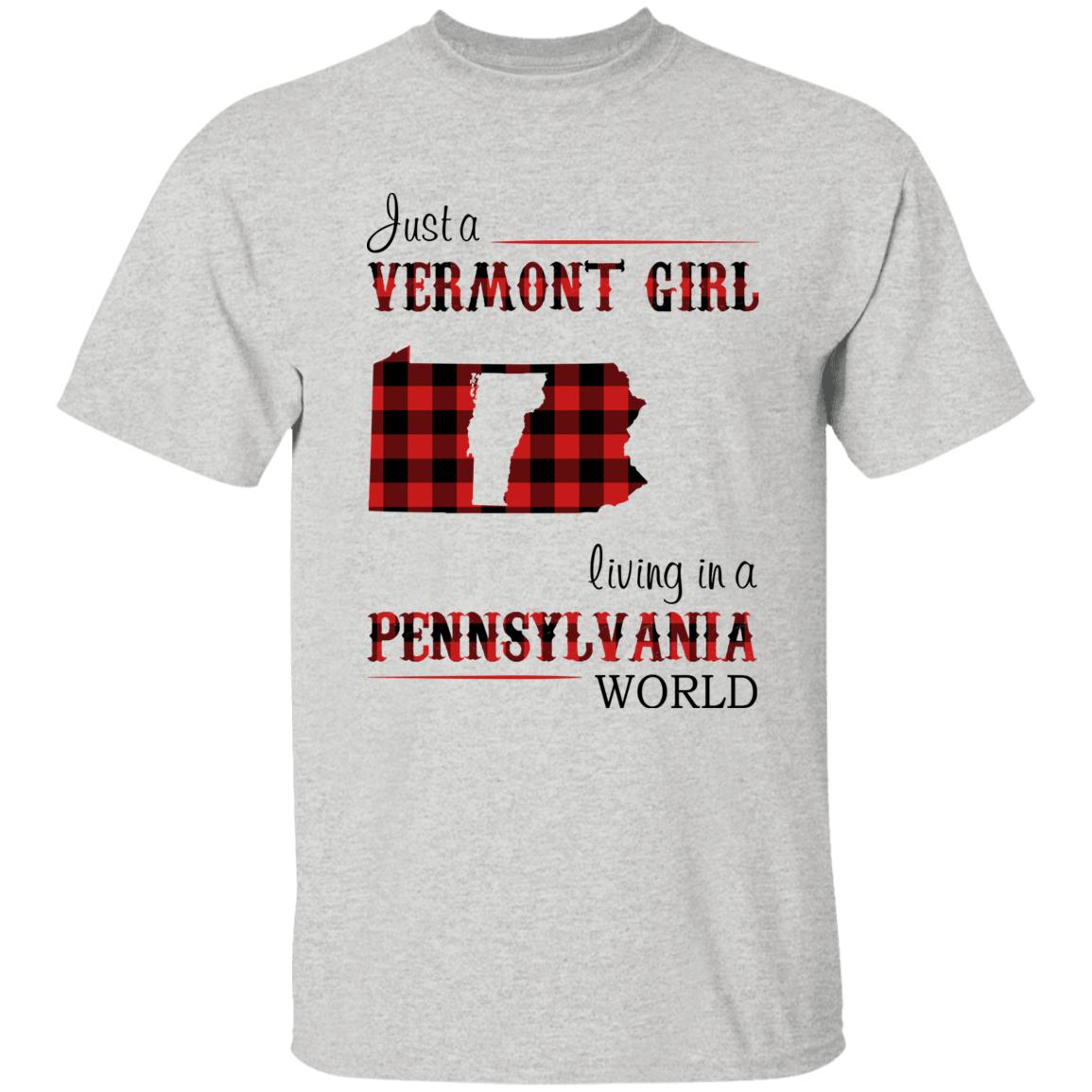 Just A Vermont Girl Living In A Pennsylvania World T-shirt - T-shirt Born Live Plaid Red Teezalo