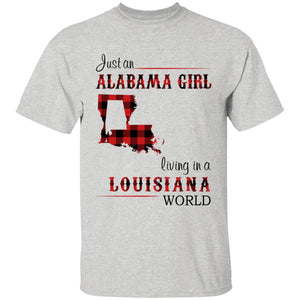 Just An Alabama  Girl Living In A Louisiana World T-shirt - T-shirt Born Live Plaid Red Teezalo