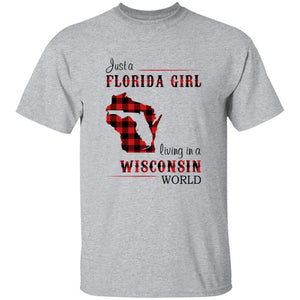 Just A Florida Girl Living In A Wisconsin World T-shirt - T-shirt Born Live Plaid Red Teezalo