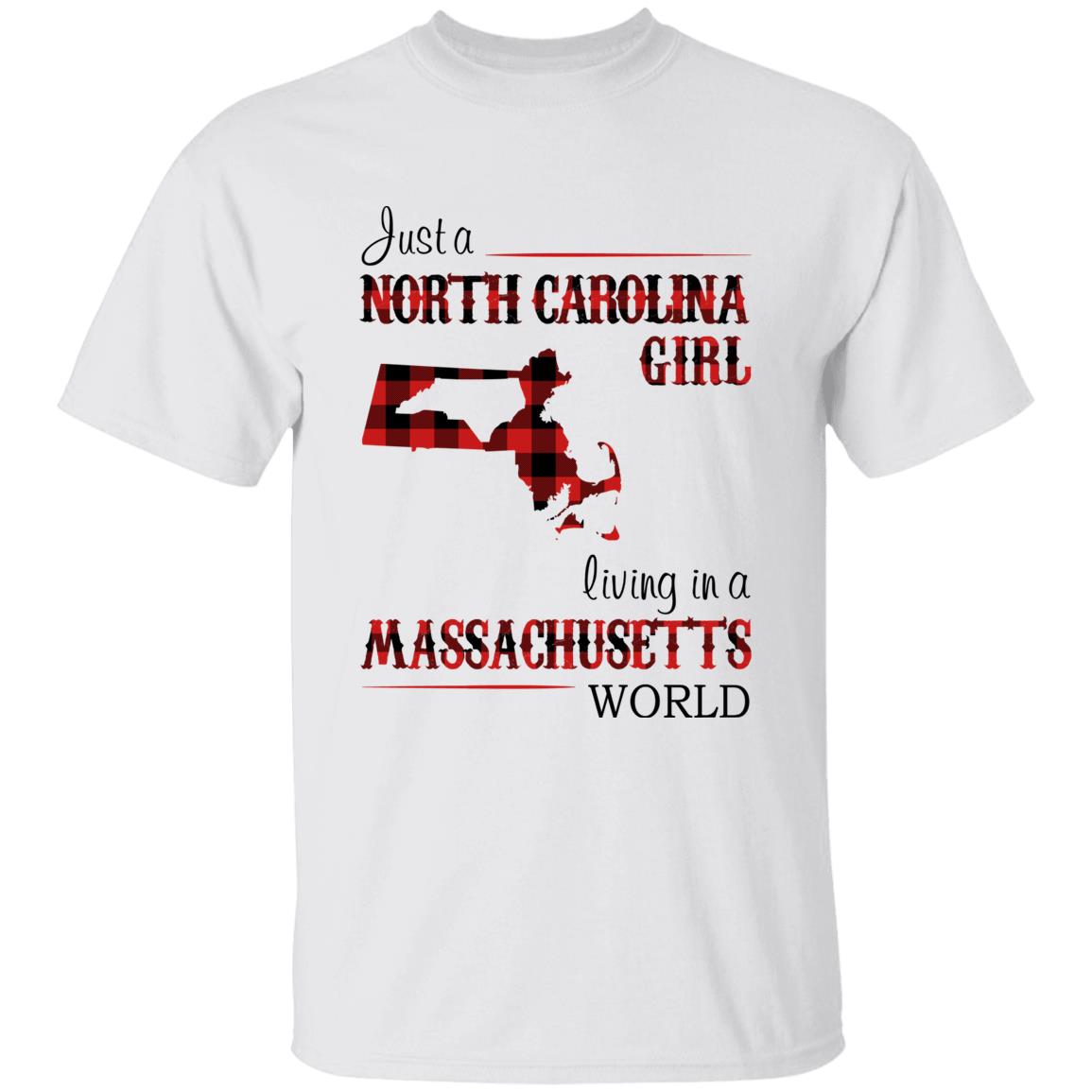Just A North Carolina Girl Living In A Massachusetts World T-shirt - T-shirt Born Live Plaid Red Teezalo
