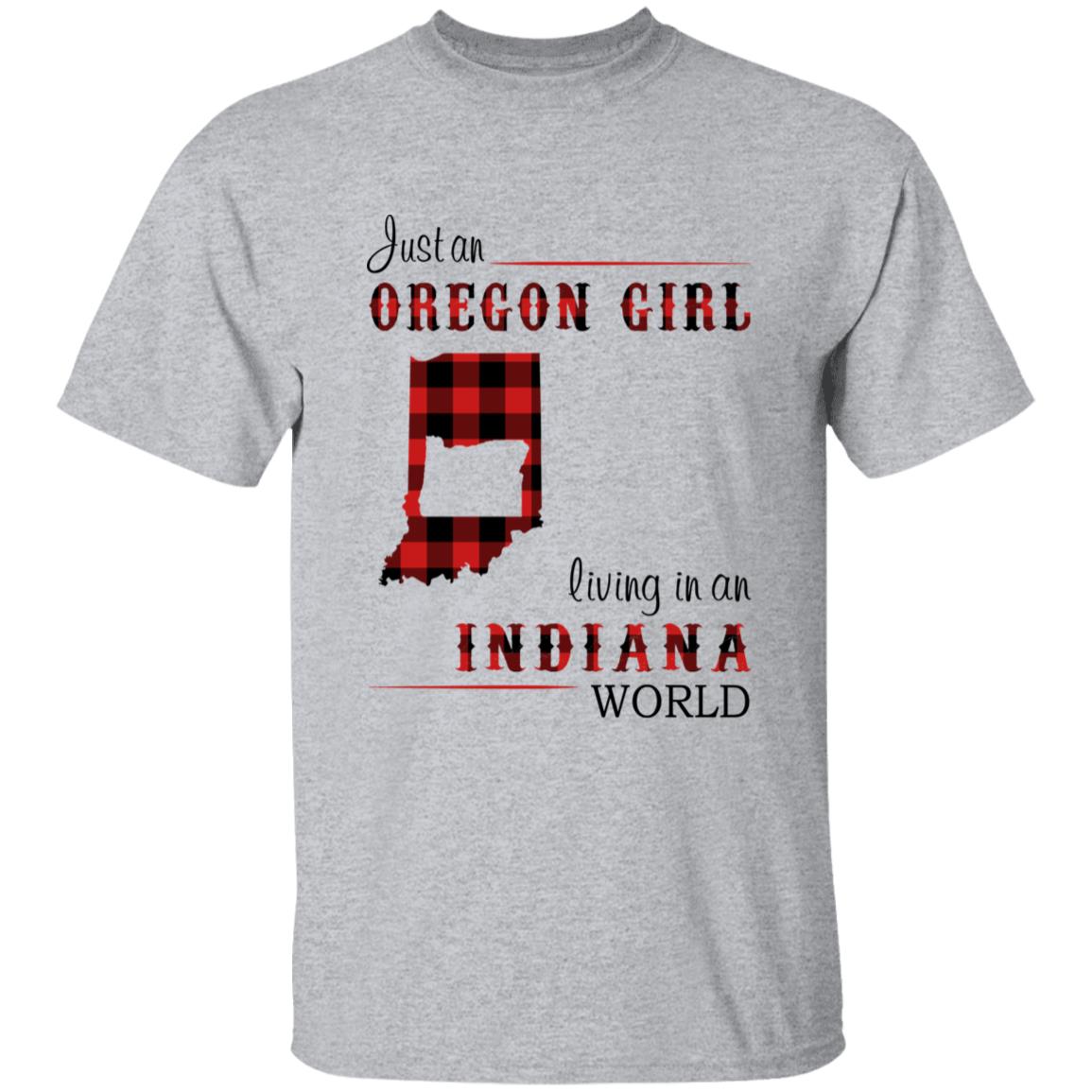 Just An Oregon Girl Living In An Indiana World T-shirt - T-shirt Born Live Plaid Red Teezalo