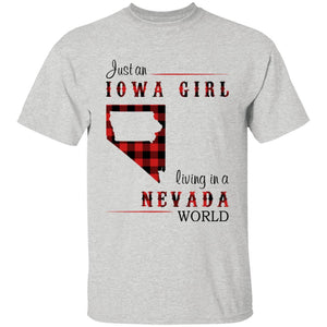Just An Iowa Girl Living In A Nevada World T-shirt - T-shirt Born Live Plaid Red Teezalo