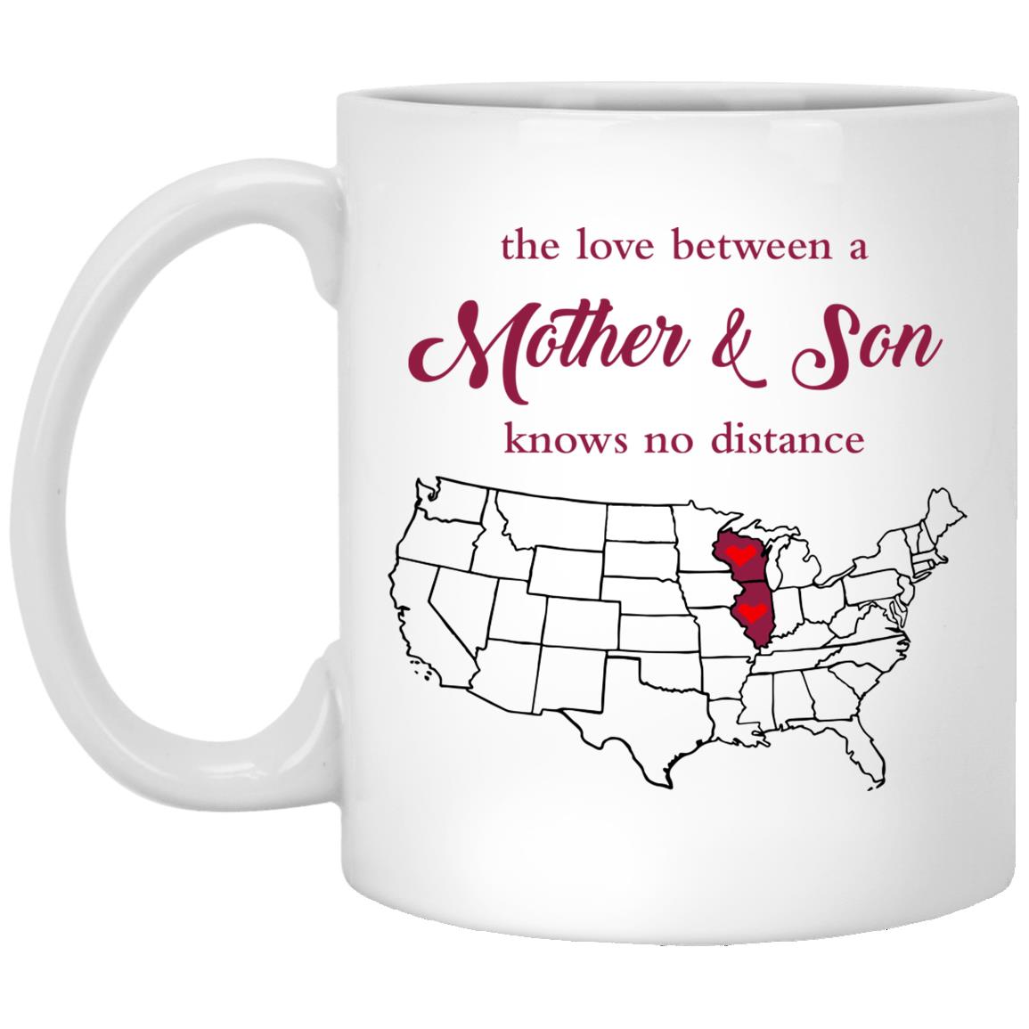 Wisconsin Illinois The Love Between Mother And Son Mug - Mug Teezalo