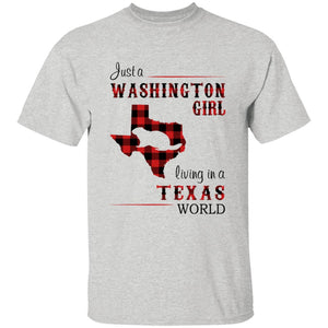 Just A Washington Girl Living In A Texas World T-shirt - T-shirt Born Live Plaid Red Teezalo