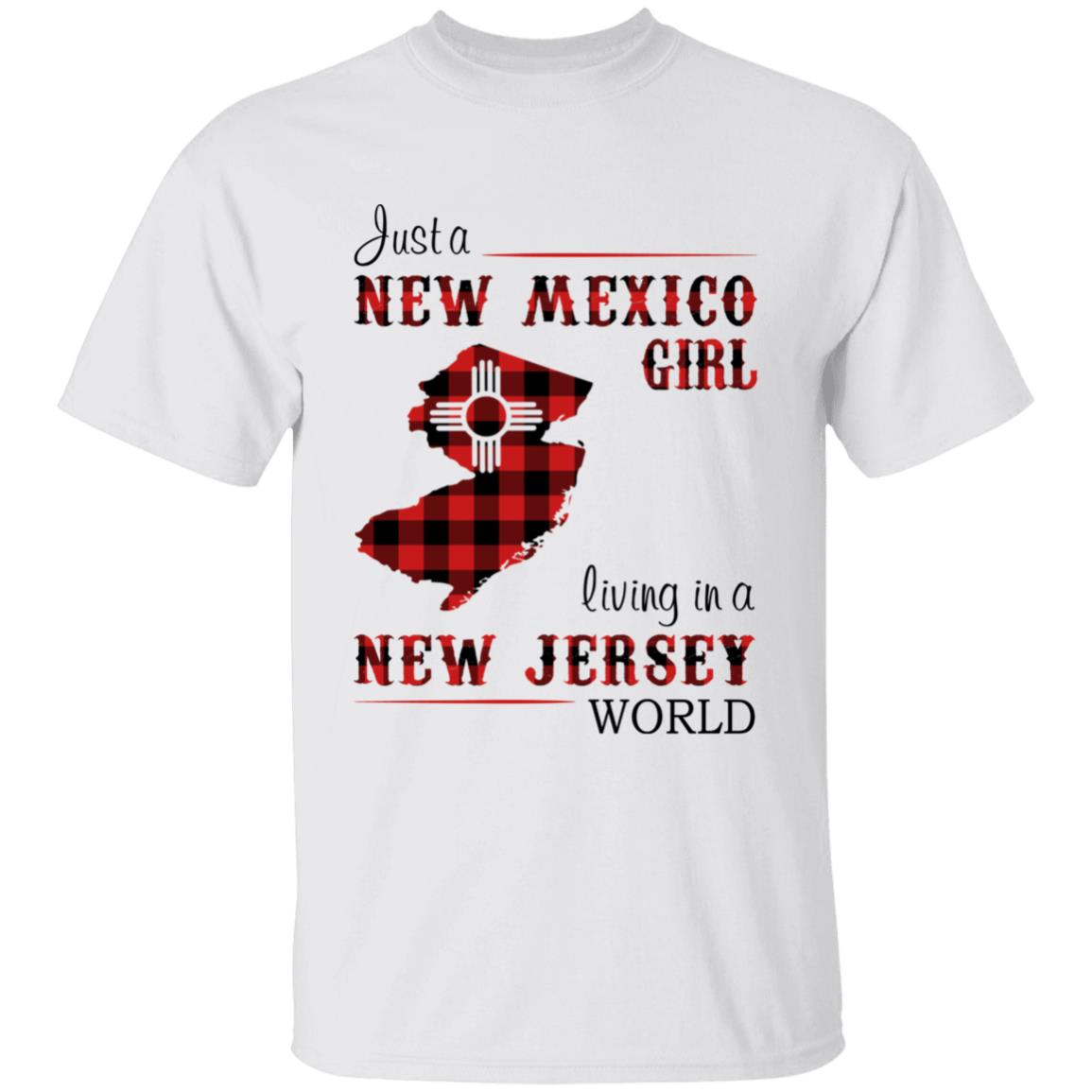 Just A New Mexico Girl Living In A New Jersey World T-shirt - T-shirt Born Live Plaid Red Teezalo