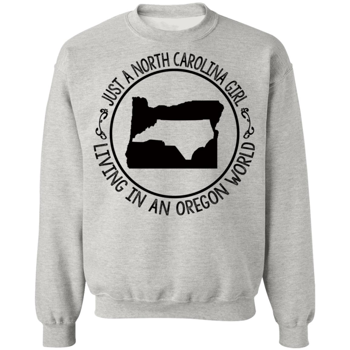 North Carolina Girl Living In Oregon World T- Shirt - T-shirt Teezalo