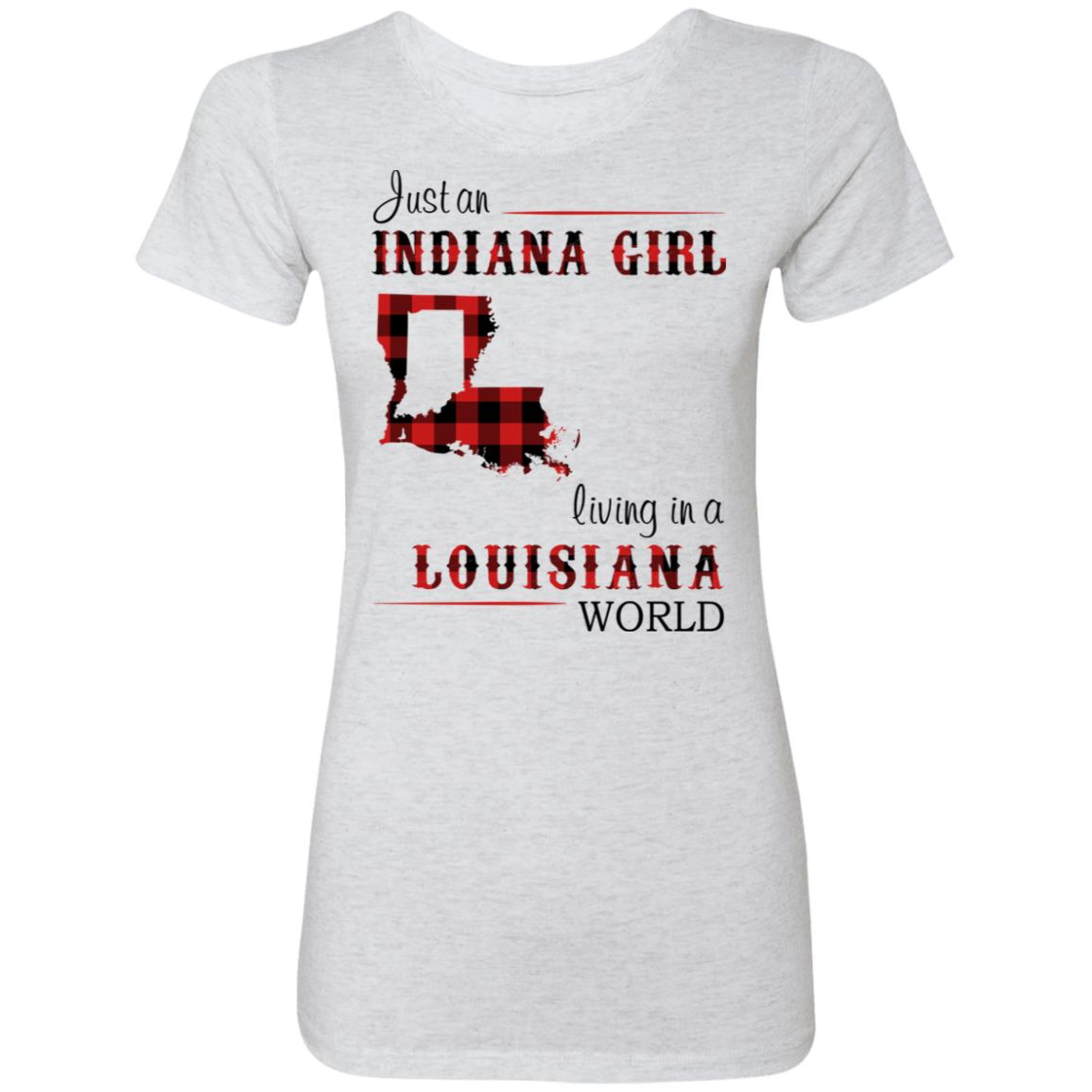 Just An Indiana Girl Living In A Louisiana World T-Shirt - T-shirt Born Live Plaid Red Teezalo