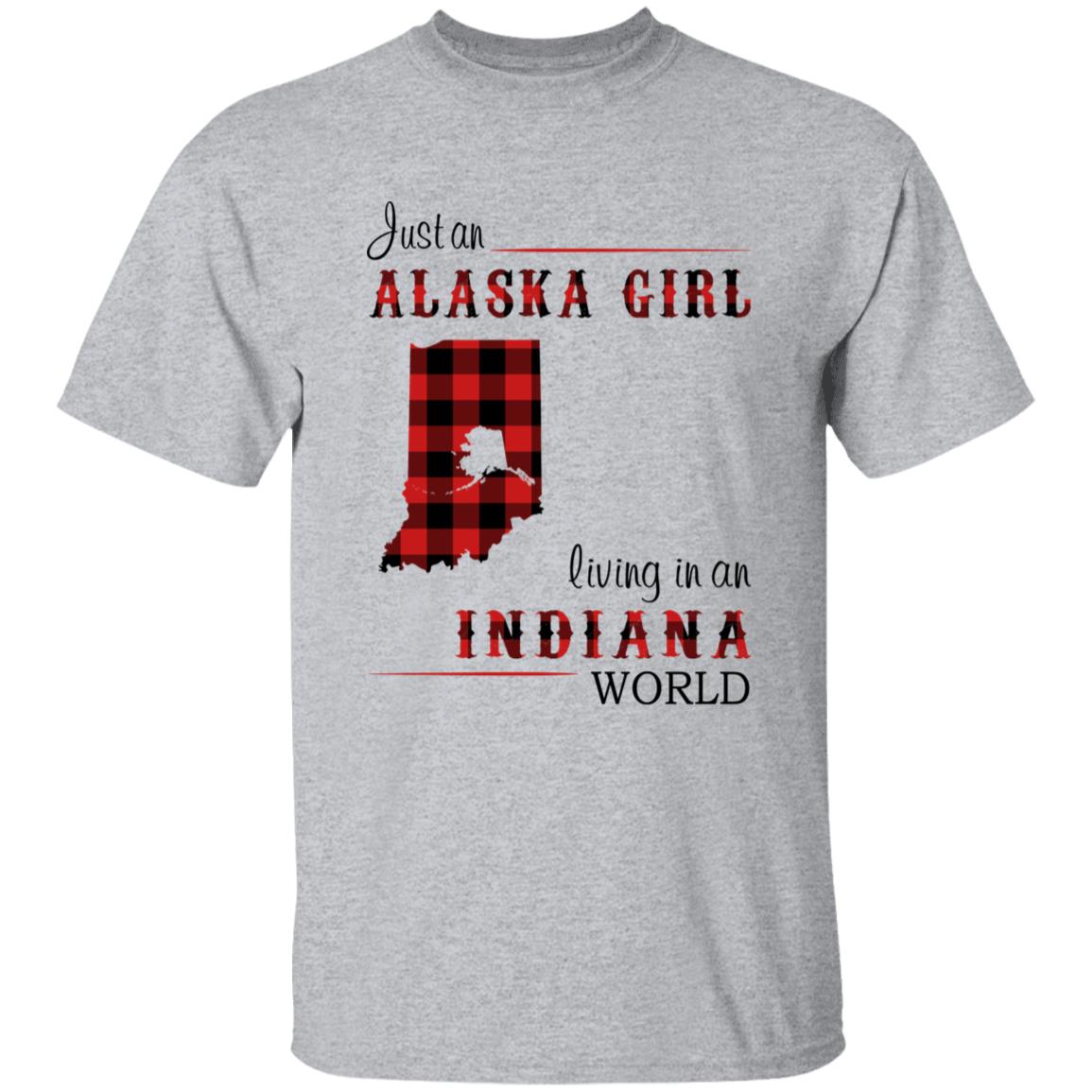 Just An Alaska Girl Living In An Indiana World T-shirt - T-shirt Born Live Plaid Red Teezalo