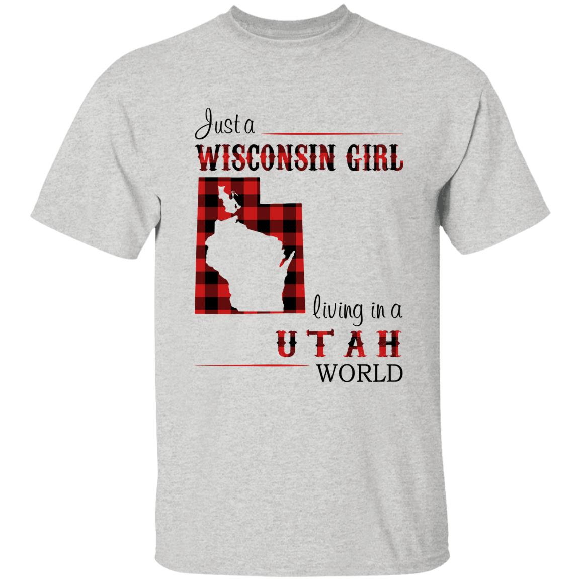 Just A Wisconsin Girl Living In A Utah World T-shirt - T-shirt Born Live Plaid Red Teezalo
