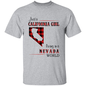 Just A California Girl Living In A Nevada World T-shirt - T-shirt Born Live Plaid Red Teezalo