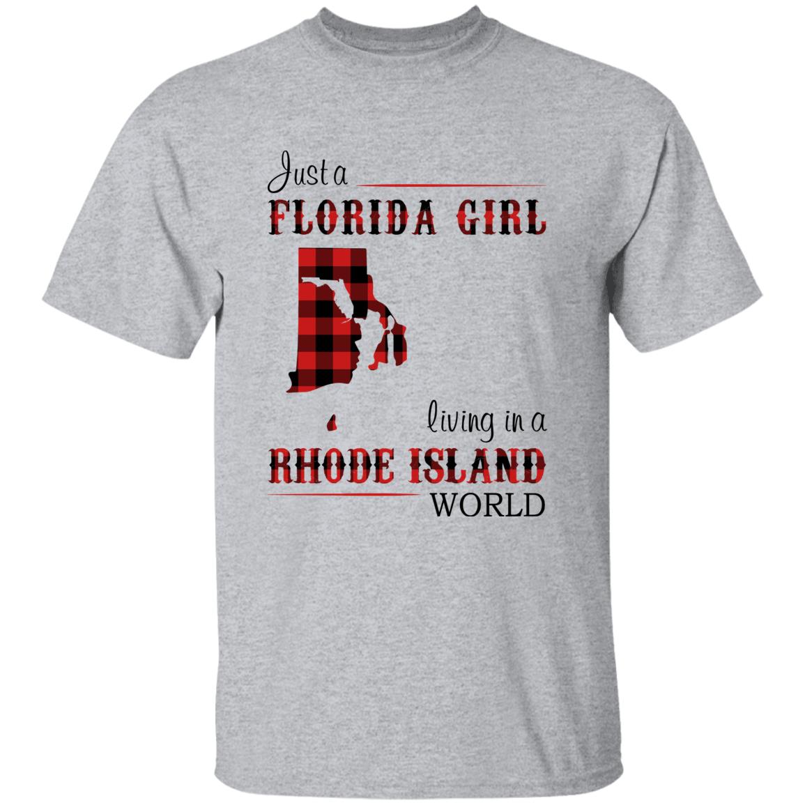Just A Florida Girl Living In A Rhode Island World T-shirt - T-shirt Born Live Plaid Red Teezalo