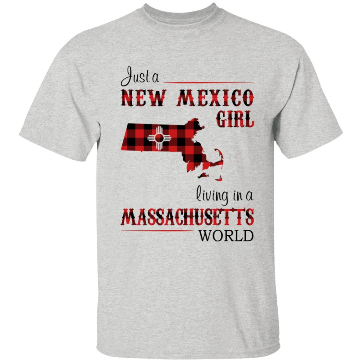 Just A New Mexico Girl Living In A Massachusetts World T-shirt - T-shirt Born Live Plaid Red Teezalo