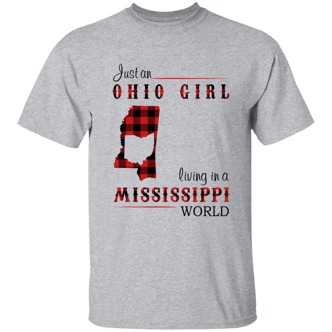 Just An Ohio Girl Living In A Mississippi World T-shirt - T-shirt Born Live Plaid Red Teezalo
