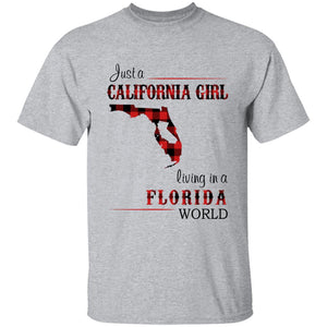 Just A California Girl Living In A Florida World T-shirt - T-shirt Born Live Plaid Red Teezalo