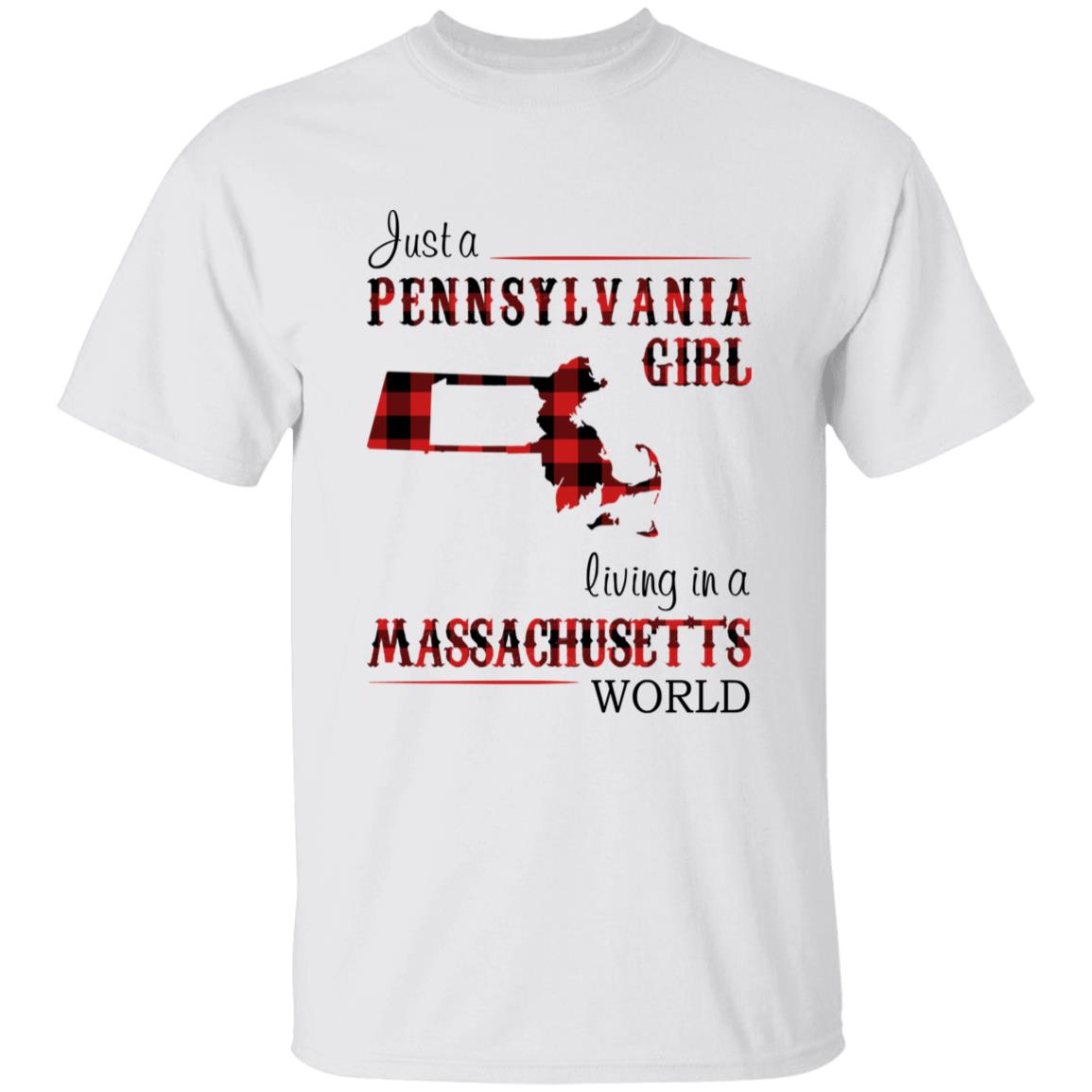 Just A Pennsylvania Girl Living In A Massachusetts  World T-shirt - T-shirt Born Live Plaid Red Teezalo