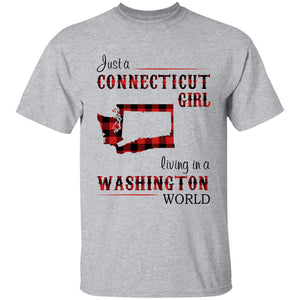 Just A Connecticut Girl Living In A Washington World T-shirt - T-shirt Born Live Plaid Red Teezalo