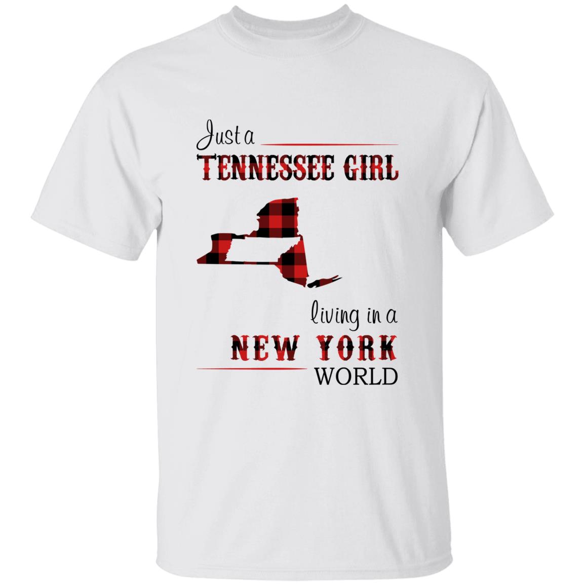 Just A Tennessee Girl Living In A New York World T-shirt - T-shirt Born Live Plaid Red Teezalo