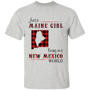 Just A Maine Girl Living In A New Mexico World T-shirt - T-shirt Born Live Plaid Red Teezalo