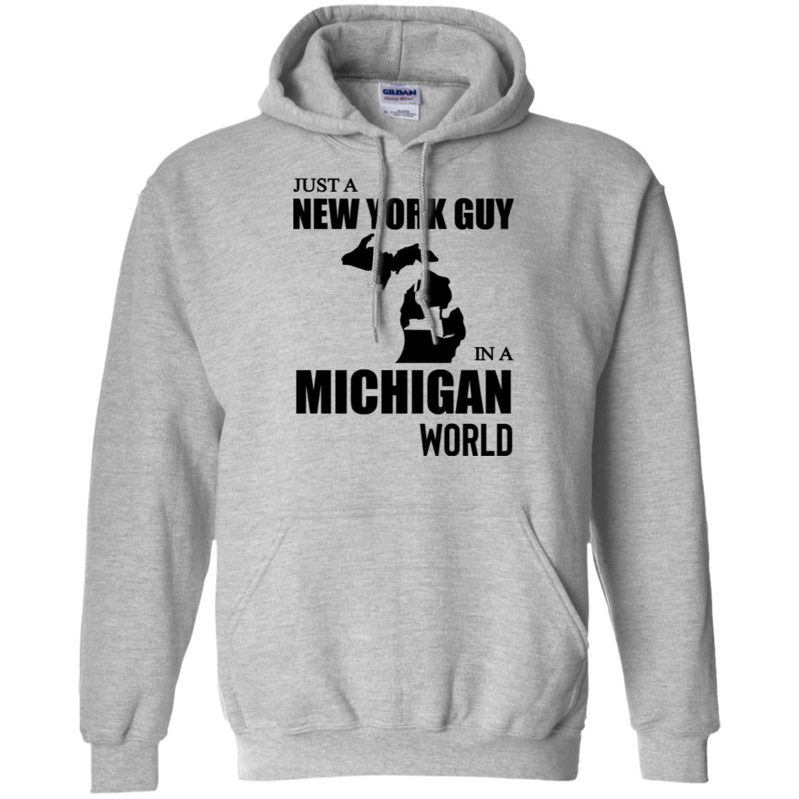 Just A New York Guy In A Michigan World T-Shirt - T-shirt Teezalo
