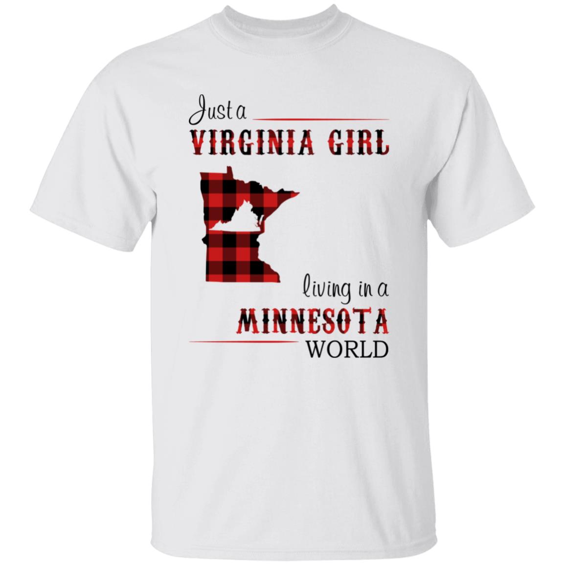 Just A Virginia Girl Living In A Minnesota Girl T-shirt - T-shirt Born Live Plaid Red Teezalo