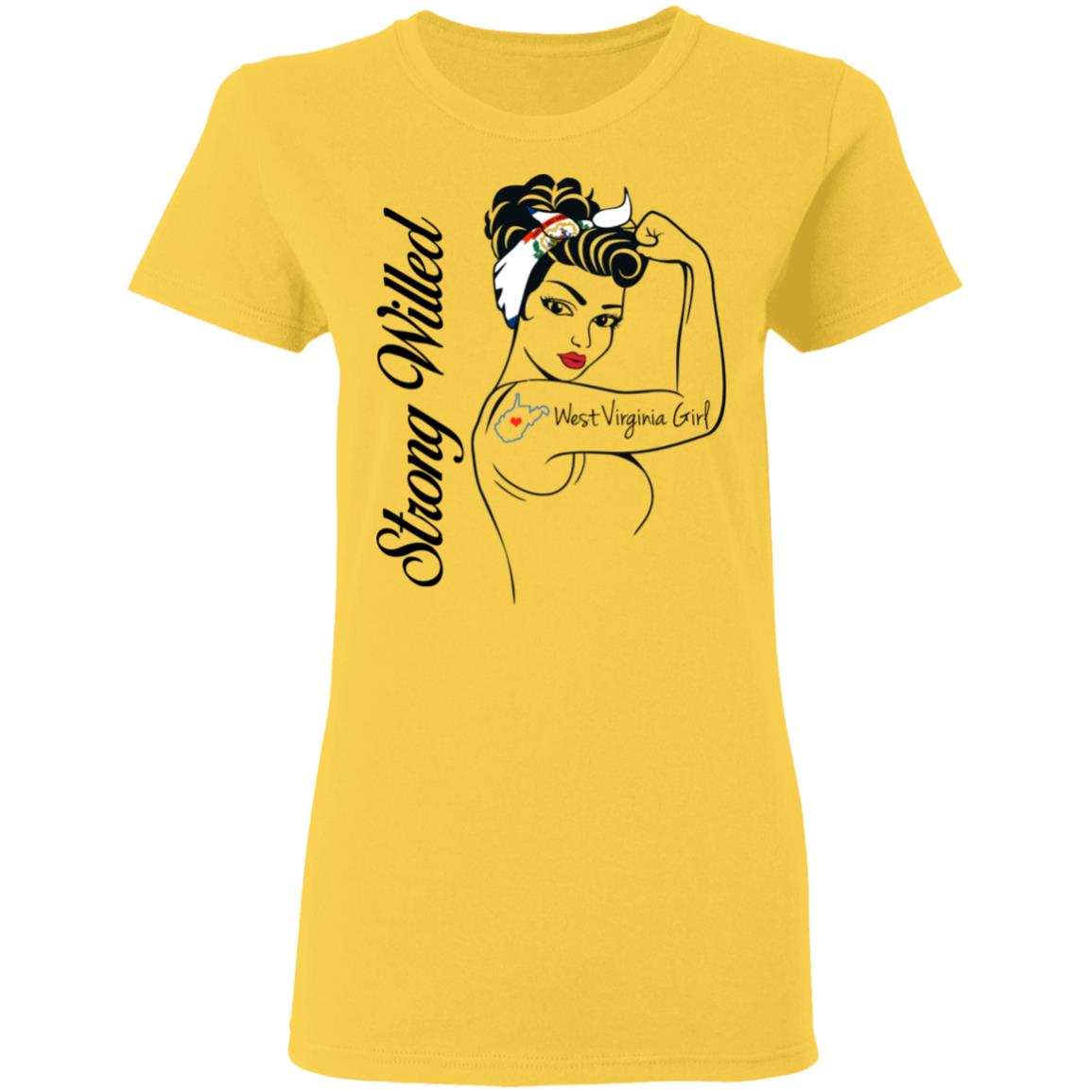 West Virginia Girl Strong Willed T Shirt - T-shirt Teezalo