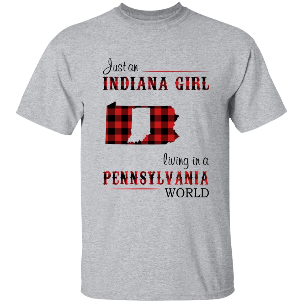 Just An Indiana Girl Living In A Pennsylvania World T-shirt - T-shirt Born Live Plaid Red Teezalo
