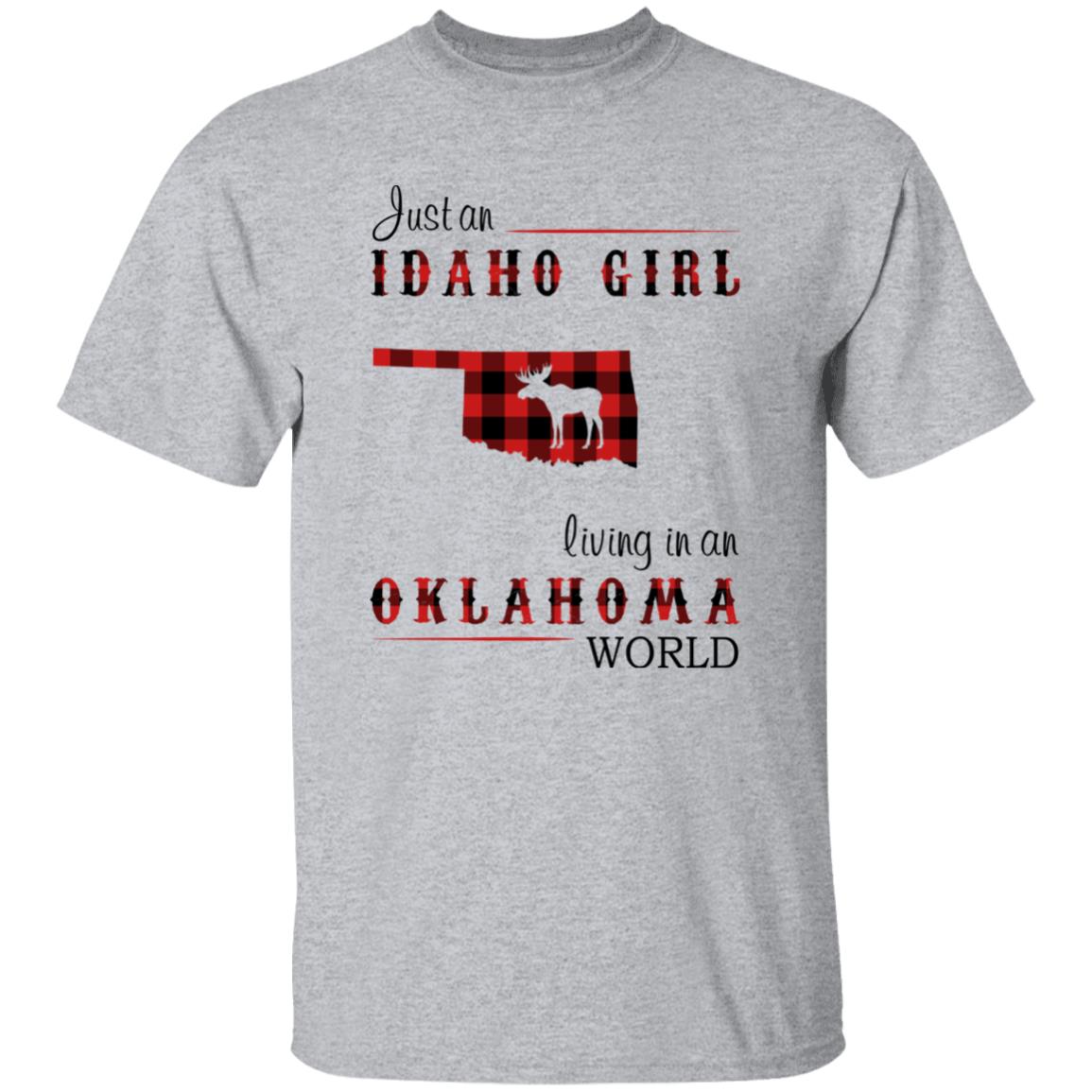 Just An Idaho Girl Living In An Oklahoma World T-shirt - T-shirt Born Live Plaid Red Teezalo
