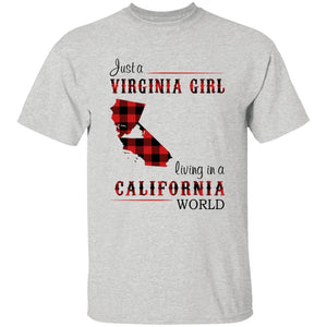 Just A Virginia Girl Living In A California World T-shirt - T-shirt Born Live Plaid Red Teezalo