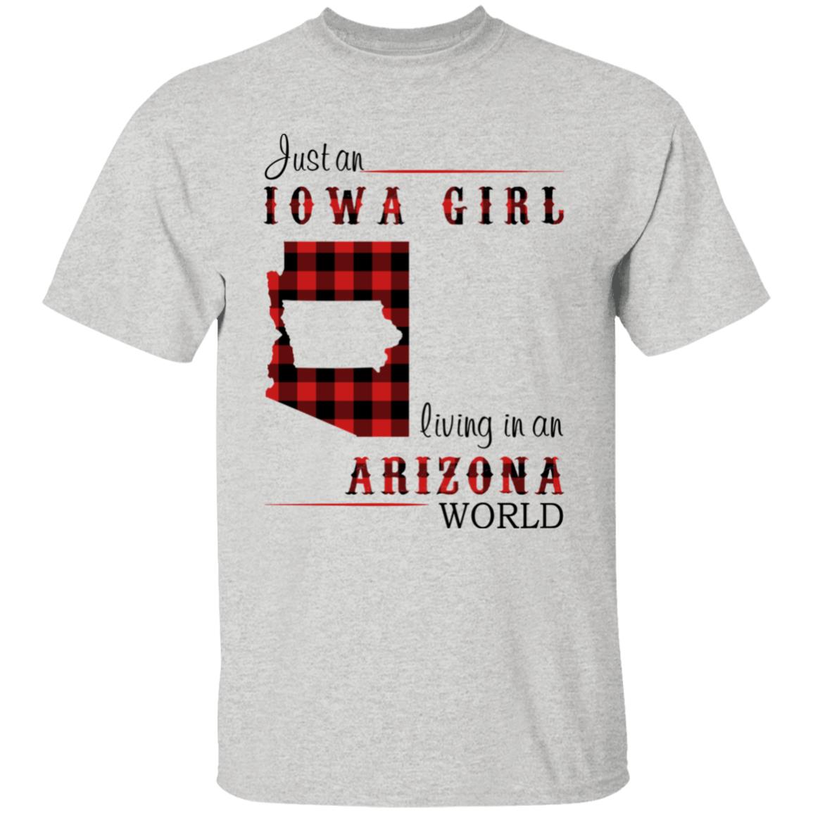 Just An Iowa Girl Living In An Arizona World T-shirt - T-shirt Born Live Plaid Red Teezalo