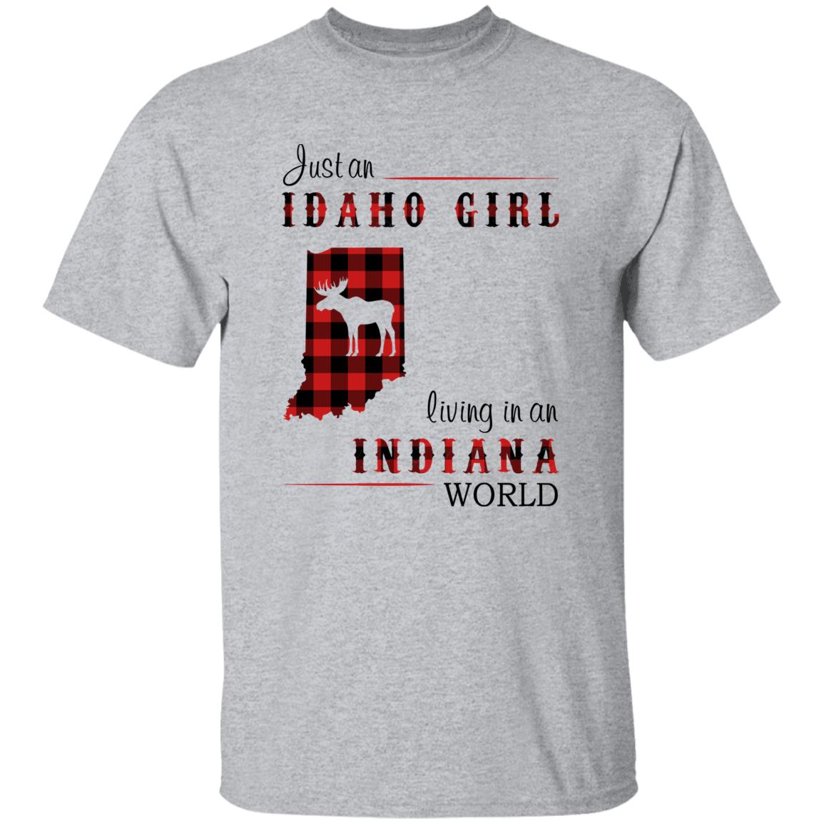 Just An Idaho Girl Living In An Indiana World T-shirt - T-shirt Born Live Plaid Red Teezalo