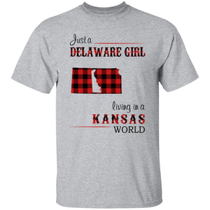 Just A Delaware Girl Living In A Kansas Girl T-shirt - T-shirt Born Live Plaid Red Teezalo