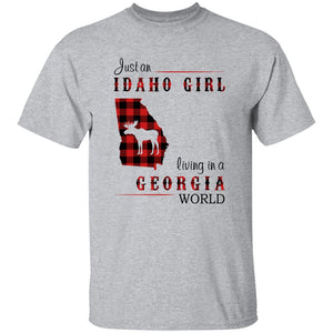 Just An Idaho Girl Living In A Georgia World T-shirt - T-shirt Born Live Plaid Red Teezalo