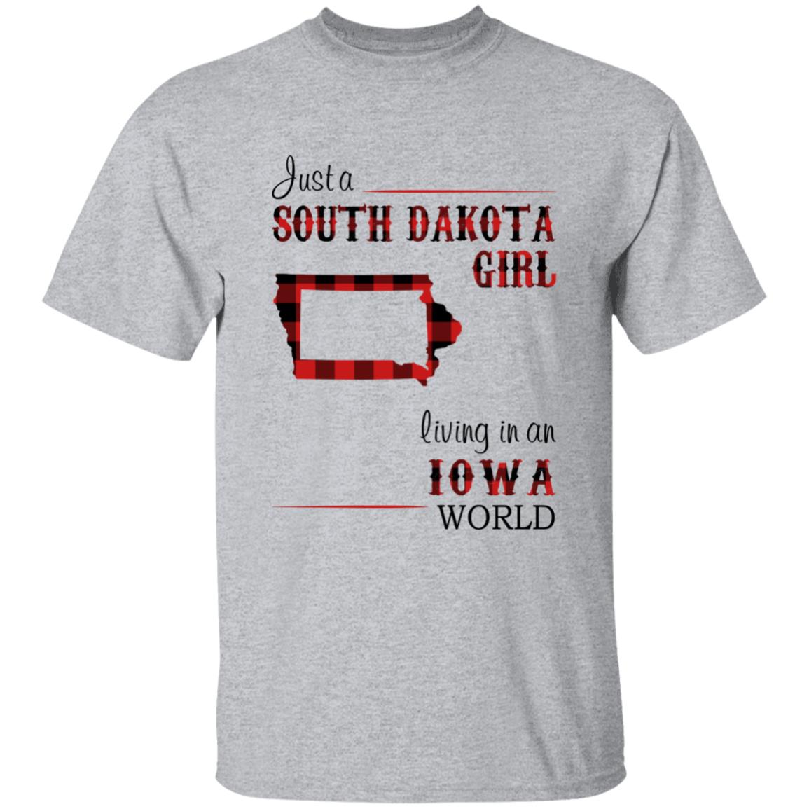 Just A South Dakota Girl Living In An Iowa World T-shirt - T-shirt Born Live Plaid Red Teezalo