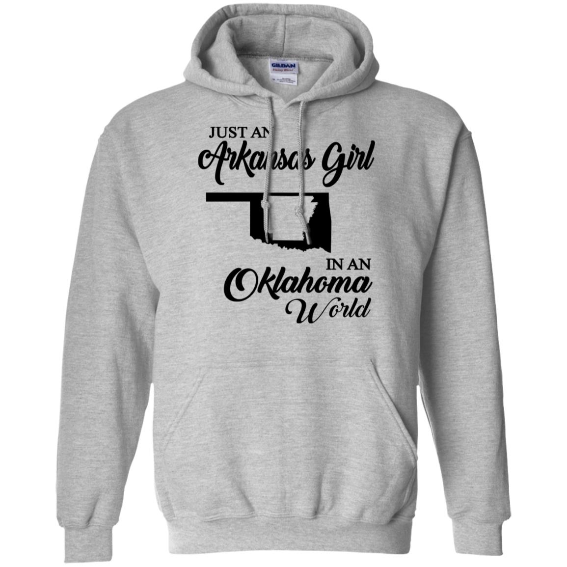 Just An Arkansas Girl In An Oklahoma World T-Shirt - T-shirt Teezalo