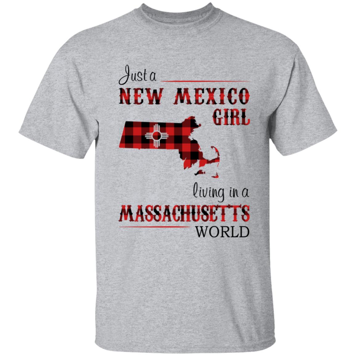 Just A New Mexico Girl Living In A Massachusetts World T-shirt - T-shirt Born Live Plaid Red Teezalo