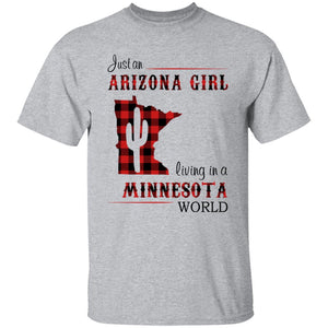 Just An Arizona Girl Living In A Minnesota World T-shirt - T-shirt Born Live Plaid Red Teezalo