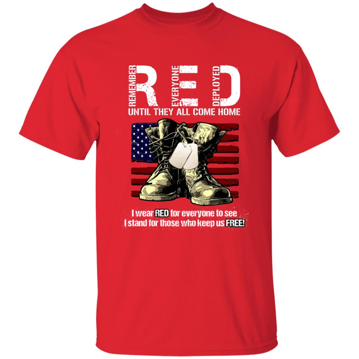 Patriotic Veteran Shirt  Red Remember Everyone Deployed - T-shirt Veteran Teezalo