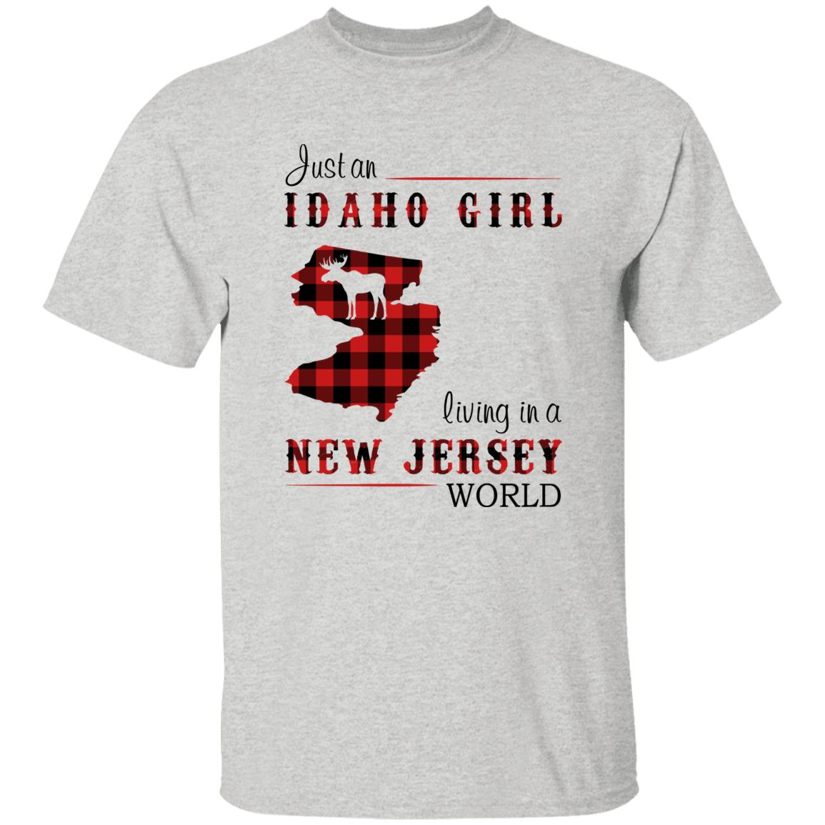 Just An Idaho Girl Living In A New Jersey World T-shirt - T-shirt Born Live Plaid Red Teezalo