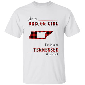 Just An Oregon Girl Living In A Tennessee World T-shirt - T-shirt Born Live Plaid Red Teezalo