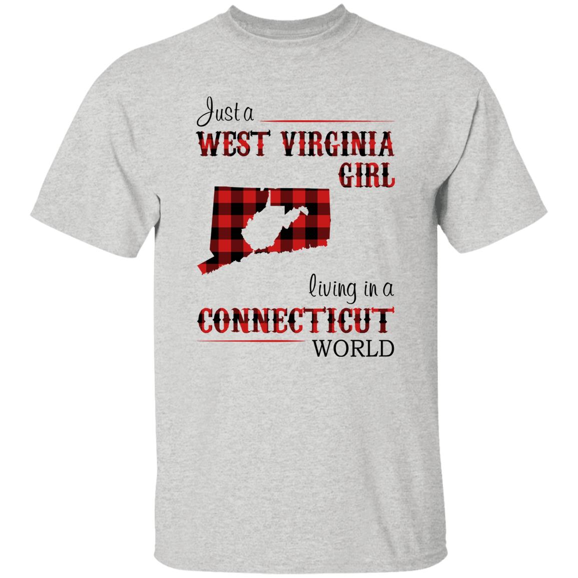 Just A West Virginia Girl Living In A Connecticut World T-shirt - T-shirt Born Live Plaid Red Teezalo