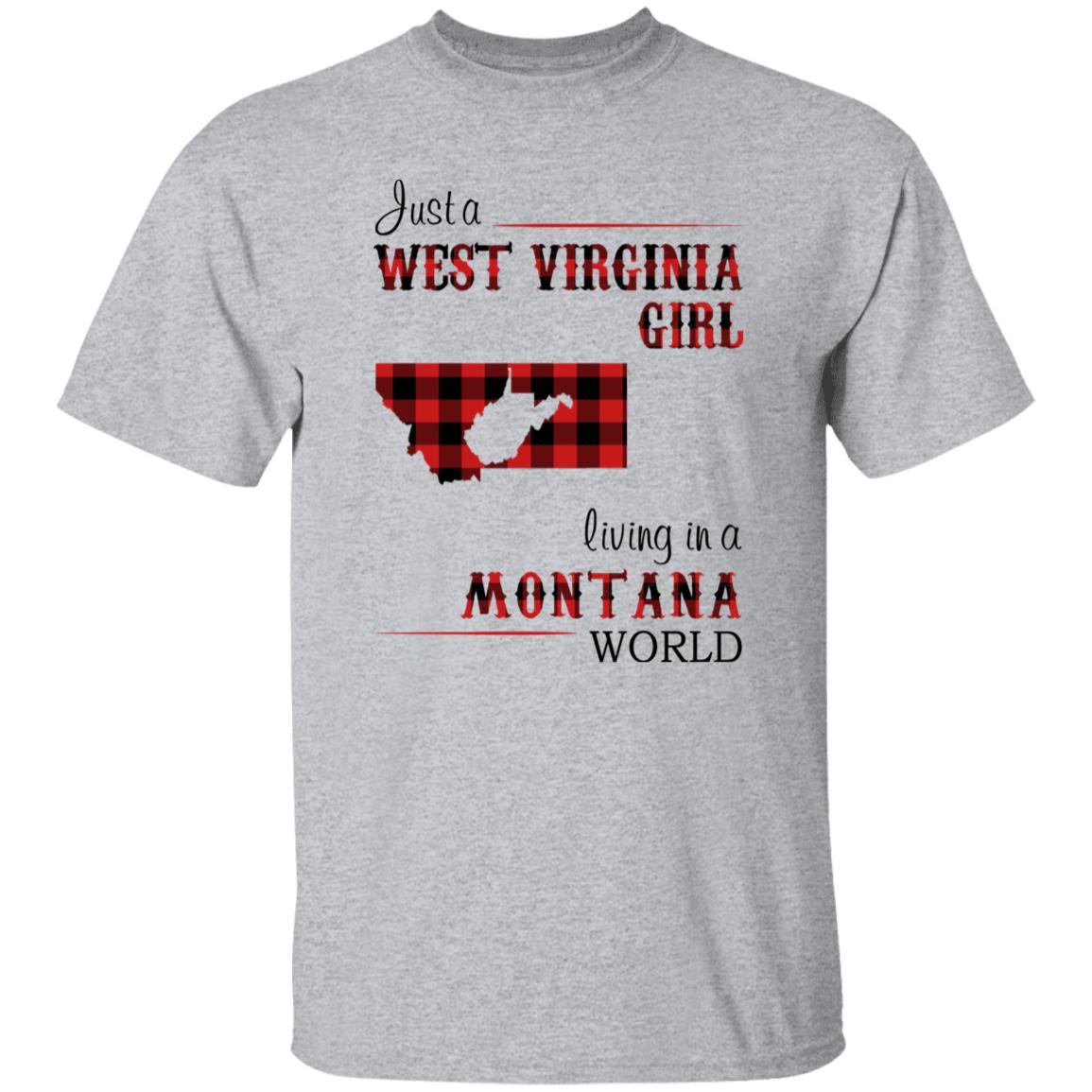 Just A West Virginia Girl Living In A Montana World T-shirt - T-shirt Born Live Plaid Red Teezalo