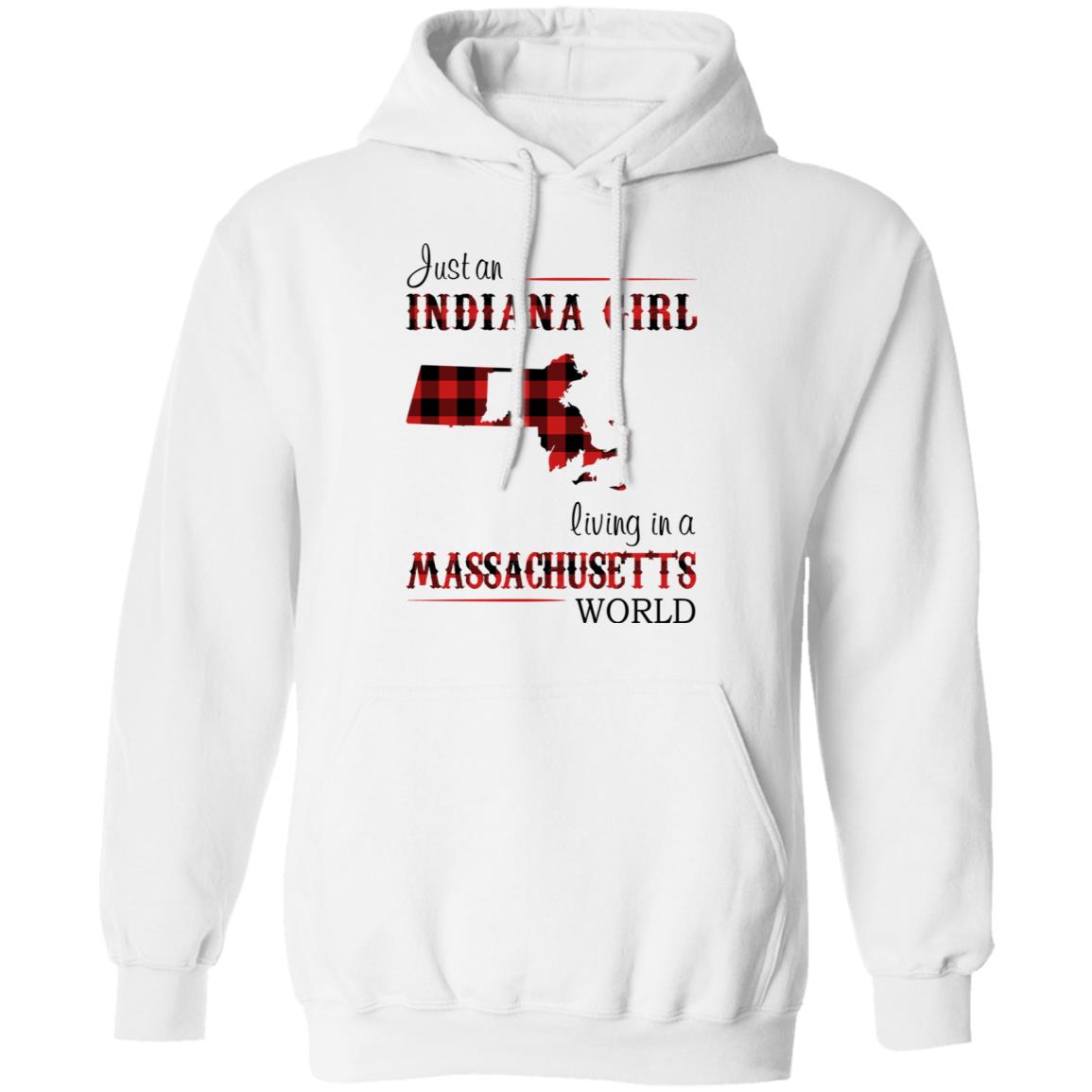 Just An Indiana Girl Living In A Massachusetts World T-Shirt - T-shirt Born Live Plaid Red Teezalo