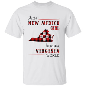 Just A New Mexico Girl Living In A Virginia World T-shirt - T-shirt Born Live Plaid Red Teezalo