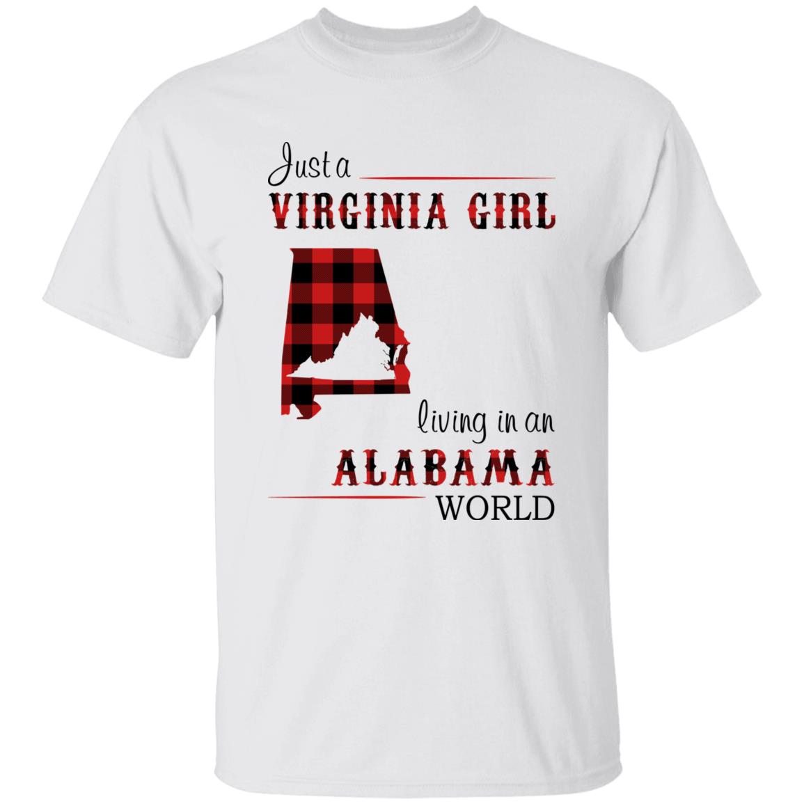 Just A Virginia Girl Living In An Alabama Girl T-shirt - T-shirt Born Live Plaid Red Teezalo