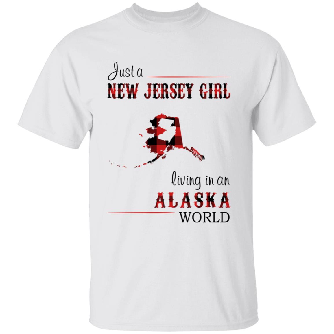 Just A New Jersey Girl Living In An Alaska World T-shirt - T-shirt Born Live Plaid Red Teezalo
