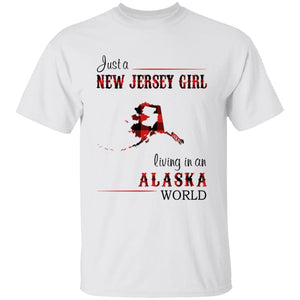 Just A New Jersey Girl Living In An Alaska World T-shirt - T-shirt Born Live Plaid Red Teezalo