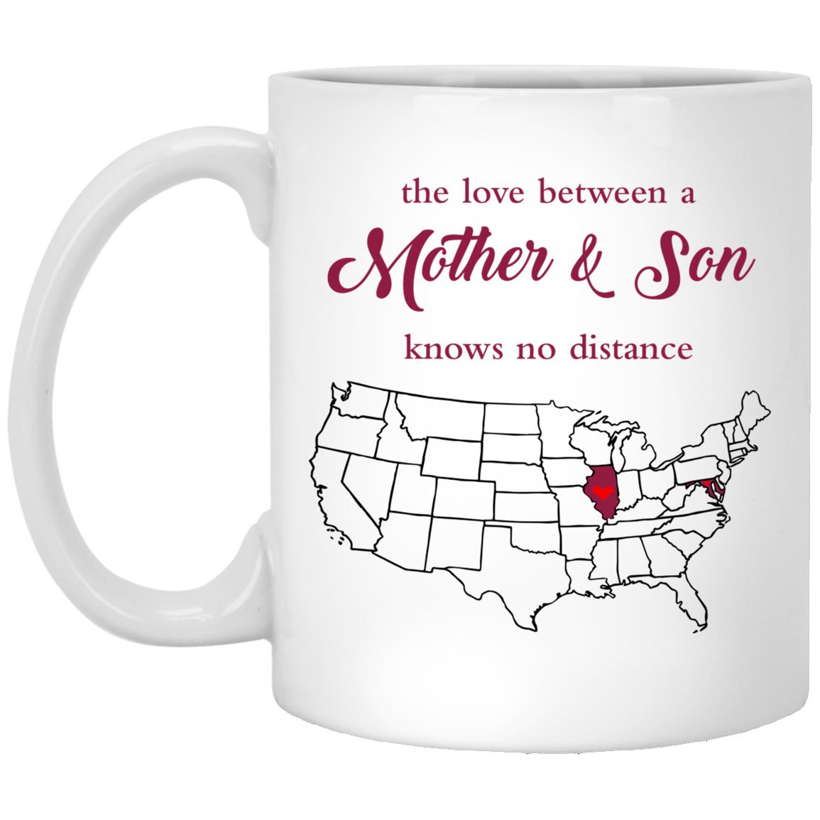 Illinois Maryland The Love Between Mother And Son Mug - Mug Teezalo