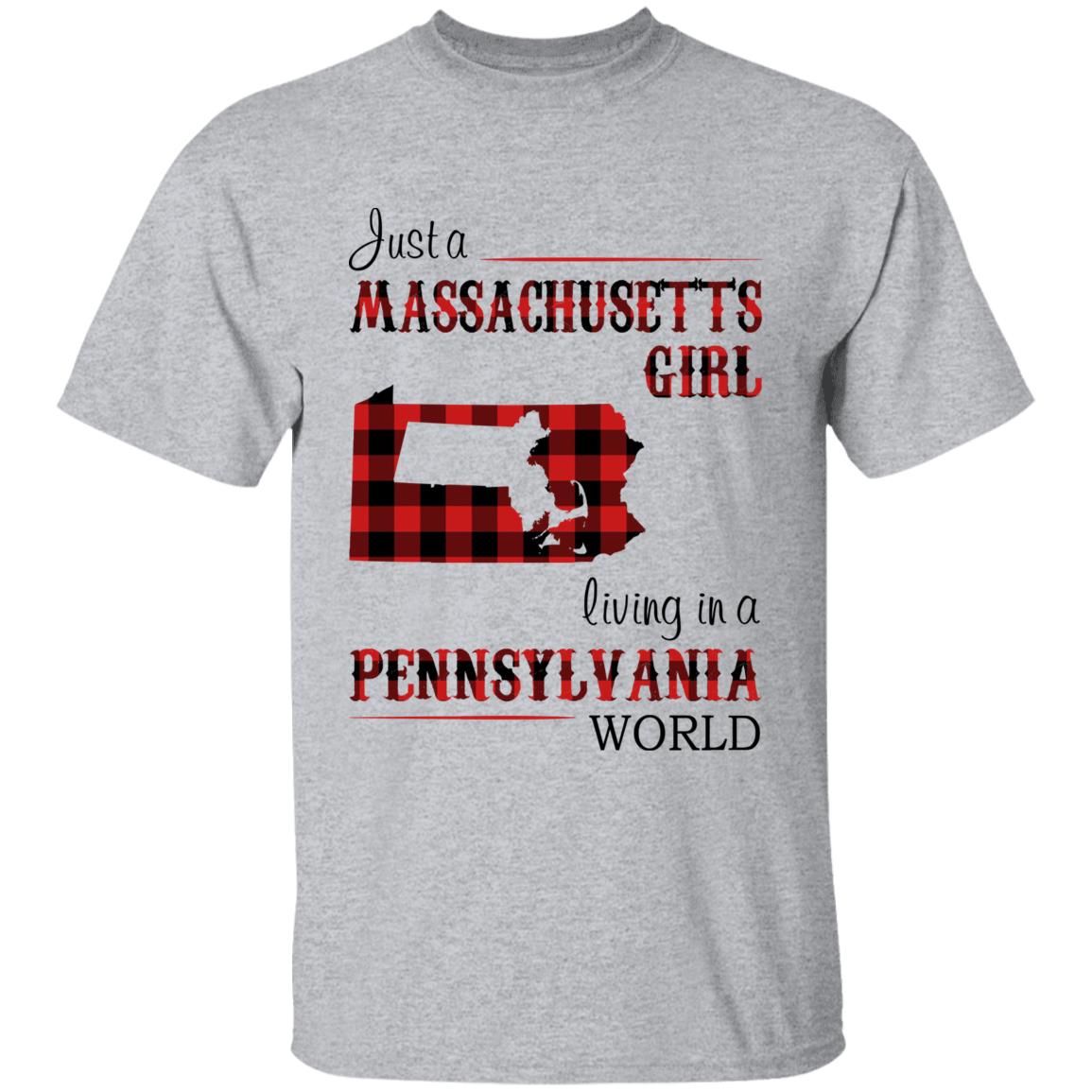 Just A Massachusetts Girl Living In A Pennsylvania World T-shirt - T-shirt Born Live Plaid Red Teezalo